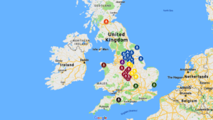 Map showing locations