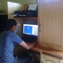 Israel doing his homework at Cojolya