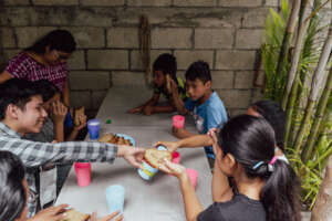 Children sharing a meal