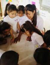Junita with the students