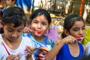 Our children brushing