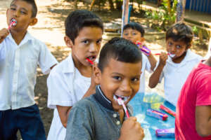 Our children brushing