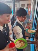 Scholarship students at lunchtime