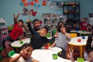 Our younger students about to have their snack