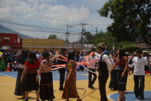 Ribbon dance performance in Jocotenango plaza