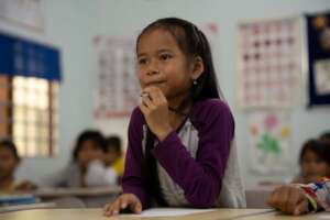 Thida on her first day at school this week
