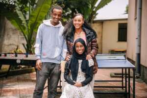 Zemzem, Elias and Sofia at the Drop-in Center