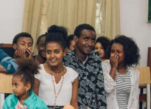 Special needs youth, Biruh (middle) with peers