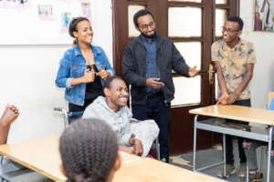 Our social workers and youth in a group session