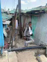 Alemu up and about near his home