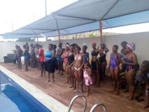 Participants Waiting to Get Into Pool