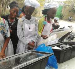 Girls learning about solar ovens at HAGN