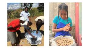 Solar cooking demo / Girl baking cake
