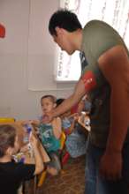 Students volunteering at a local orphanage.
