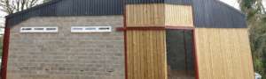 The rear of the viewing gallery and the new barn