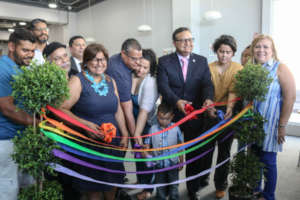 Students, families and staff  in the inaguration