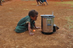 A Suowi Ankave child inspects the new tech in town