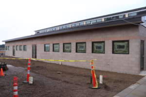 The outside of the dog adoption building.