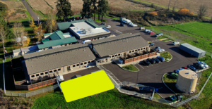 Aerial view showing future building location