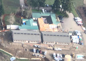 A view from above showing the new construction.