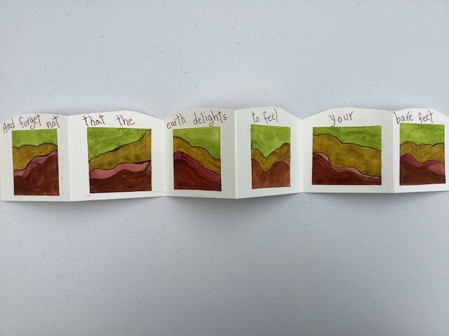 accordian books with paintings and affirmations