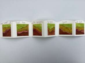 accordian books with paintings and affirmations