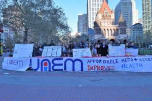 Student action in Copley Square, Boston