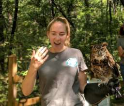 Conservation Educator Noelle with Bella