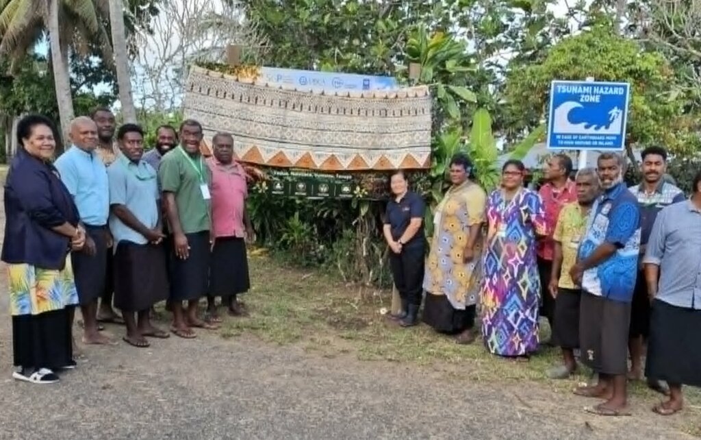 Yadua village is marked as "TSUNAMI HAZARD ZONE"