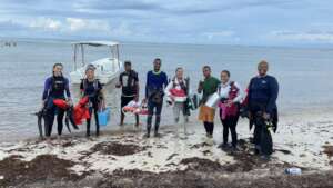 Image 2. The team getting ready to monitor corals