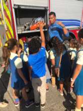 Firemen visited the community's elementary school