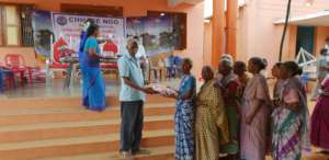 Elder receiving clothes