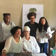 Zareena (front left) & Rona flanked by students