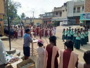 school student with prayer -