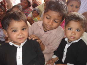 Children at distribution clothes & blankets event