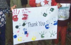 Children stamped colours for thankyou