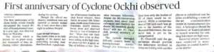 First anniversary of Ockhi cyclone observed