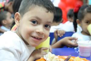 A student enjoying the balanced meal