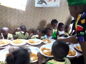 Students enjoying a meal at school
