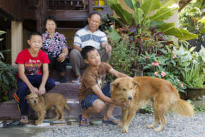 Children with their foster family