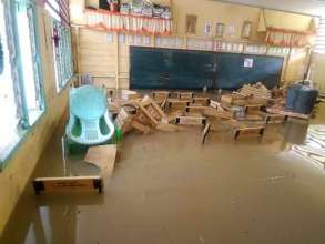 Flooded classroom in Cuartero