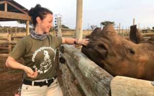 Dr. Laite with 2 Zululand Rhino Orphanage calves