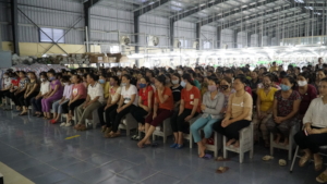 A communications session at a garment company