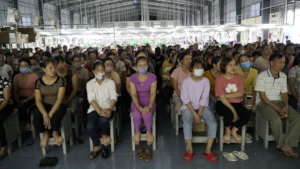 A communications session at a garment company