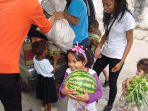 Look how happy these children are to receive food
