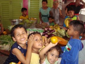 Children get excited when SAI delivers needed food