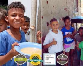 Orphans enjoying nutritious meals