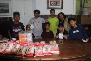 Happy kids getting nutritious food and healthcare