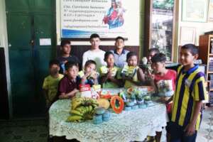 Orphans receiving foods!