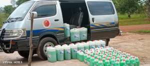 Liquid soap pack ready for distribution